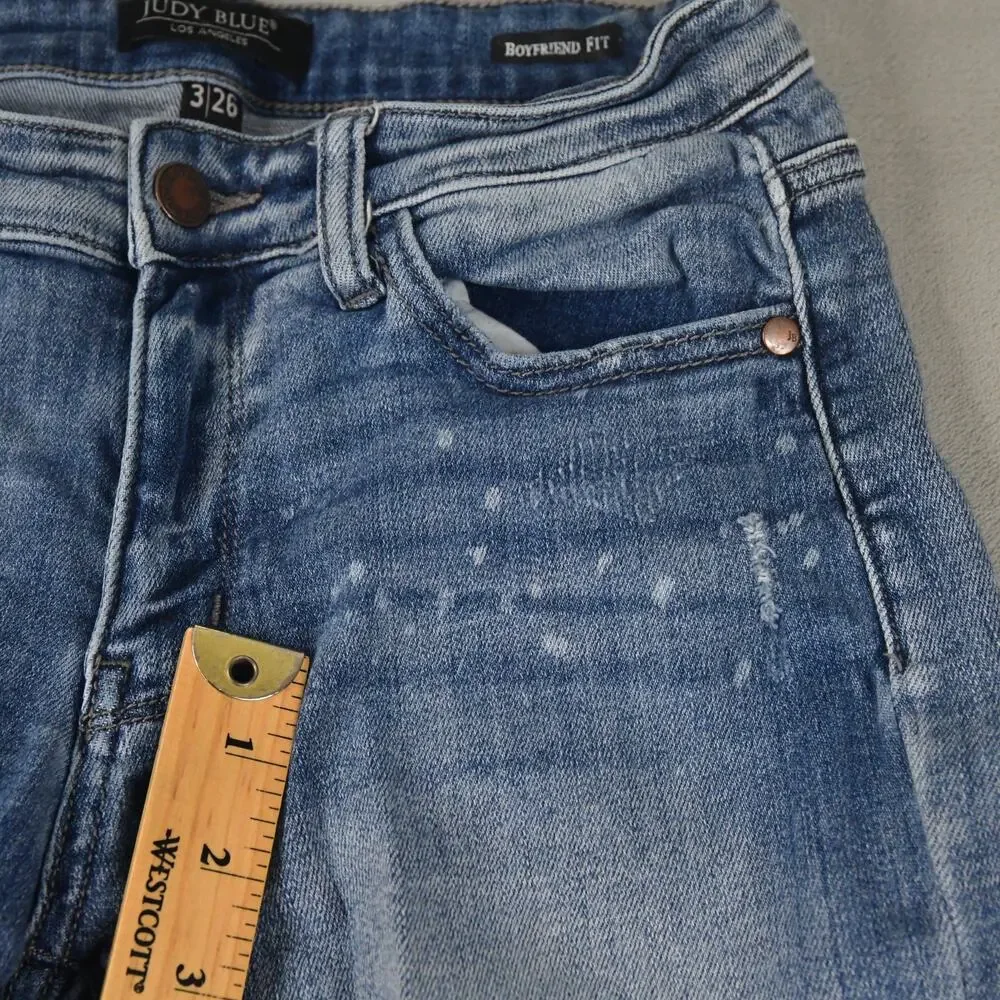 Judy Blue Jeans Womens 3/26 ( 27x28) Boyfriend Distressed Paint spots